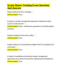 Scrum Master Training Exam Questions And Answers