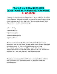 Pharm Final EXAM 2025-2026.  QUESTIONS WITH VERIFIED ANSWERS.  A+ GRADED.  A primary care