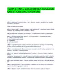 TERM 1 FINAL EXAM UNITEK COLLEGE QUESTIONS AND ANSWERS