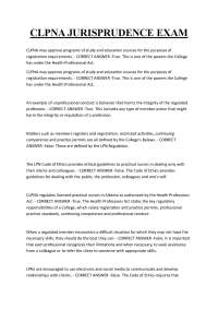 CLPNA JURISPRUDENCE EXAM  CLPNA may approve programs of study and education courses for th