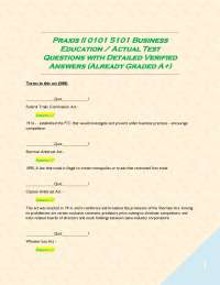 Praxis II 0101 5101 Business Education / Actual Test Questions with Detailed Verified Answ
