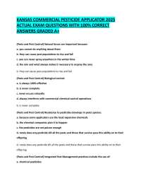 KANSAS COMMERCIAL PESTICIDE APPLICATOR 2025  ACTUAL EXAM QUESTIONS WITH 100% CORRECT  ANSW