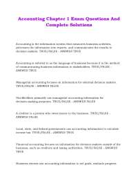 Accounting Chapter 1 Exam Questions And Complete Solutions