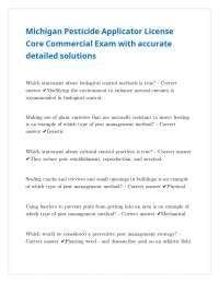 Michigan Pesticide Applicator License Core Commercial Exam with accurate detailed solution