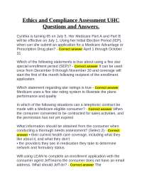 Ethics and Compliance Assessment UHC Questions and Answers.