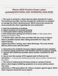 Pharm HESI Practice Exam Latest update(QUESTIONS AND ANSWERS) 2024-2025]