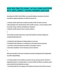 ACHE BOG PRACTICE EXAM / ACTUAL EXAM QUESTIONS  WITH 100% CORRECT VERIFIED ANSWERS 2025/20