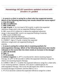Hematology NCLEX questions updated revised with answers A+ graded