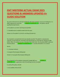 EMT MIDTERM ACTUAL EXAM 2025 QUESTIONS & ANSWERS UPDATED A+ GUIDE SOLUTION