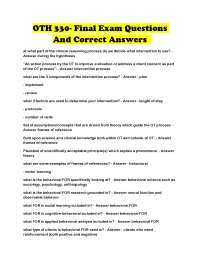 OTH 330- Final Exam Questions And Correct Answers