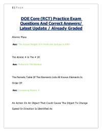 DOE Core (RCT) Practice Exam Questions and Correct Answers/ Latest Update / Already Graded