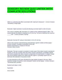 SENSORY REVIEW QUIZ UNITEK WITH COMPLETE SOLUTIONS