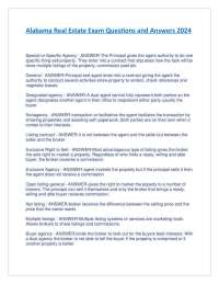 Alabama Real Estate Exam Questions and Answers