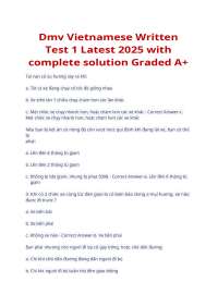 Dmv Vietnamese Written Test 1 Latest 2025 with complete solution Graded A+