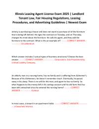 Illinois Leasing Agent License Exam 2025 | Landlord Tenant Law, Fair Housing Regulations