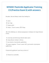 NYSDEC Pesticide Applicator Training C3 (Practice Exam 5) with answers