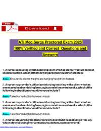 ATI Med Surge Proctored Exam 2025  100% Verified and Correct  Questions and Answers