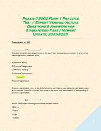 Praxis II 5002 Form 1 Practice Test / Expert Verified Actual Questions & Answers for Guara