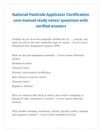 National Pesticide Applicator Certification core manual exam with verified solutions