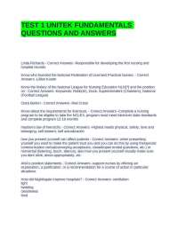 TEST 1 UNITEK FUNDAMENTALS QUESTIONS AND ANSWERS
