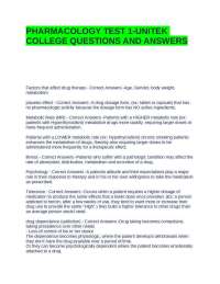 PHARMACOLOGY TEST 1-UNITEK COLLEGE QUESTIONS AND ANSWERS