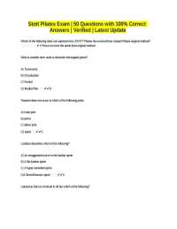 Stott Pilates Exam | 50 Questions with 100% Correct Answers | Verified | Latest Update