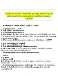 Practice CMSRN Test Bank |2025| complete exam test questions and versions verified answers