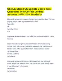 USMLE Step 2 CS Sample Cases Test. Questions & Correct Verified Answers 2025-2026. Grade A