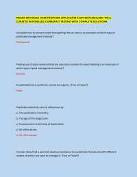 MDARD MICHIGAN CORE PESTICIDE APPLICATOR EXAM 2025/2026 |400+ WELL CURATED RATIONALES |CUR