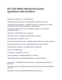 PE Civil Water Resources Exam Questions and Answers