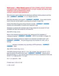 Nicet Level 1 - Water Based Layout ACTUAL EXAM] LATEST VERSION  [78 QUESTIONS AND ANSWERS]