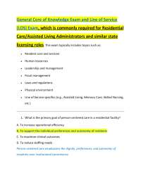 General Core of Knowledge Exam and Line of Service  (LOS) Exam, which is commonly required