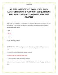 ATI TEAS PRACTICE TEST EXAM STUDY GUIDE LATEST VERSION THIS YEAR WITH 550 QUESTIONS AND WE