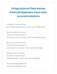 1A Agricultural Plant Kansas Pesticide Applicator Exam with accurate solutions