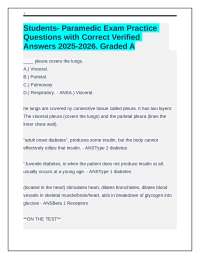 Students- Paramedic Exam Practice Questions & Correct Verified Answers 2025-2026. Graded A