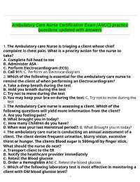 Ambulatory Care Nurse Certification Exam (ANCC) practice questions updated with answers