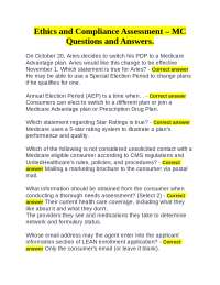 Ethics and Compliance Assessment – MC Questions and Answers.