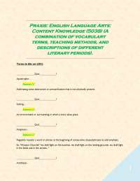 Praxis: English Language Arts: Content Knowledge (5038) (A combination of vocabulary terms