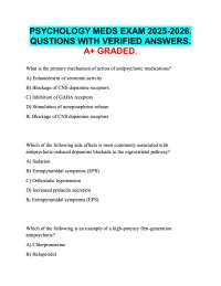 PSYCHOLOGY MEDS EXAM 2025-2026.  QUSTIONS WITH VERIFIED ANSWERS.  A+ GRADED.
