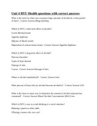 Unit 4 BYU Health questions with correct answers