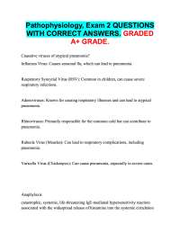 Pathophysiology, Exam 2 QUESTIONS  WITH CORRECT ANSWERS. GRADED  A+ GRADE.