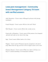 Community Insect Management Exam: Mosquitoes and Flies