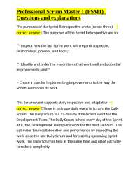 Professional Scrum Master 1 (PSM1)  Questions and explanations