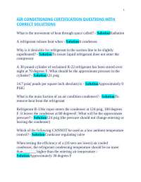 AIR CONDITIONING CERTIFICATION QUESTIONS WITH CORRECT SOLUTIONS