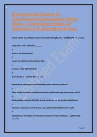 Environmental Science B Comprehensive Assessment Series (Exam 1, Cumulative Pretest, AP Al