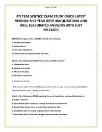 ATI TEAS SCIENCE EXAM STUDY GUIDE LATEST VERSION THIS YEAR WITH 450 QUESTIONS AND WELL ELA