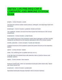 UNITEK LVN PRE-REQ CHP 6 LYMPHATIC AND IMMUNE SYSTEM EXAM QUESTIONS AND ANSWERS | LATEST U