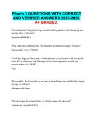 Pharm 1 QUESTIONS WITH CORRECT  AND VERIFIED ANSWERS 2025-2026.  A+ GRADED.