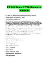 PA 241 Exam 1 With Complete Solution
