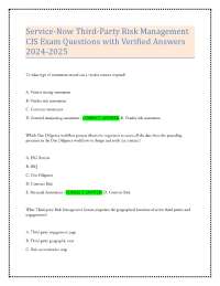 Service-Now Third-Party Risk Management CIS Exam Questions with Verified Answers 2024-2025
